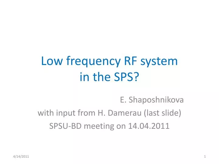 low frequency rf system in the sps