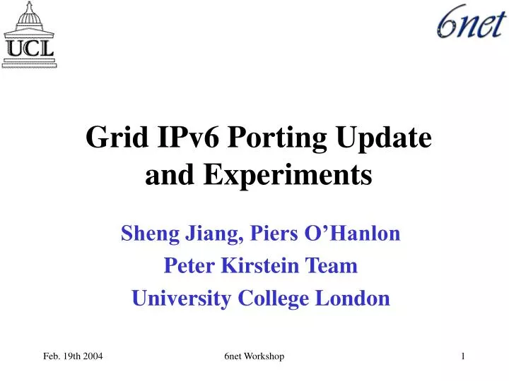 grid ipv6 porting update and experiments