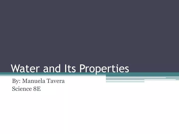 water and its properties