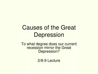 Causes of the Great Depression