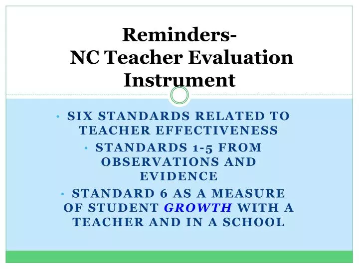 reminders nc teacher evaluation instrument