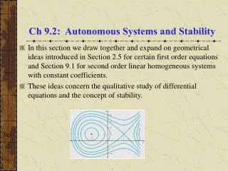 Ch 9.2: Autonomous Systems and Stability