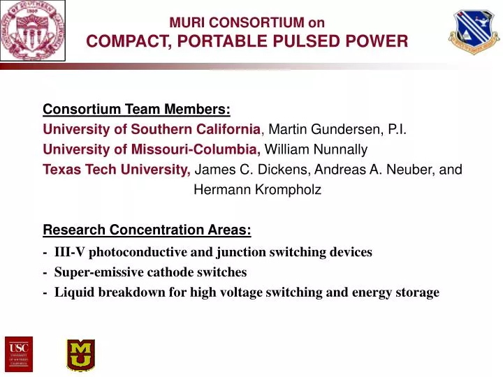 muri consortium on compact portable pulsed power