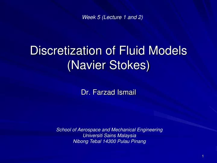 discretization of fluid models navier stokes