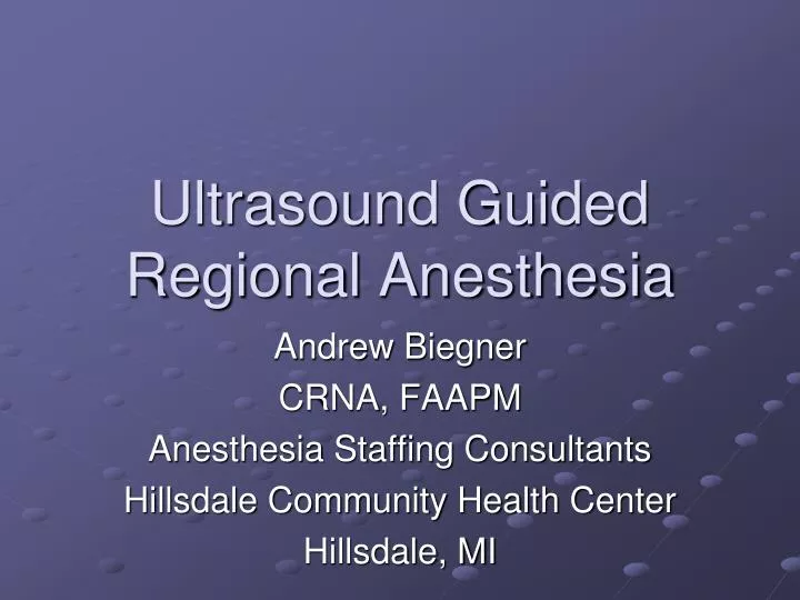 ultrasound guided regional anesthesia