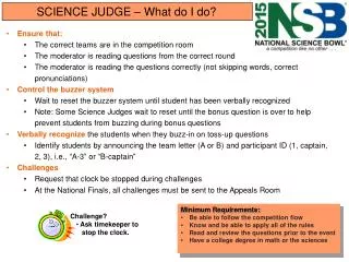 SCIENCE JUDGE – What do I do?