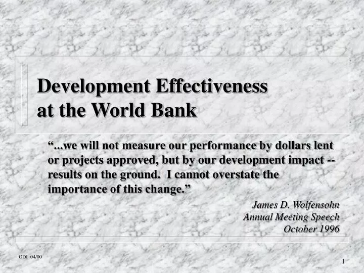 development effectiveness at the world bank
