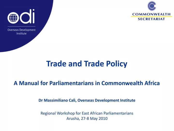 trade and trade policy a manual for parliamentarians in commonwealth africa