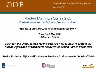 Paulyn Marrinan Quinn S.C. Ombudsman for the Defence Forces - Ireland