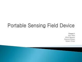 Portable Sensing Field Device