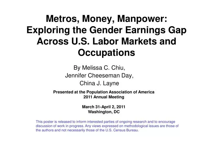 metros money manpower exploring the gender earnings gap across u s labor markets and occupations