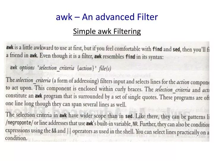 a wk an advanced filter