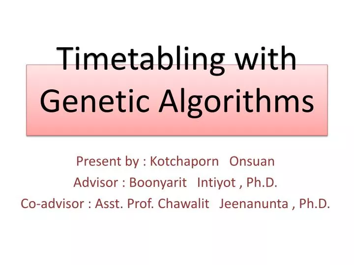 timetabling with genetic algorithms