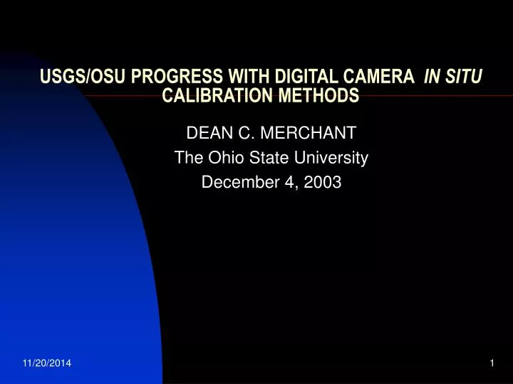usgs osu progress with digital camera in situ calibration methods
