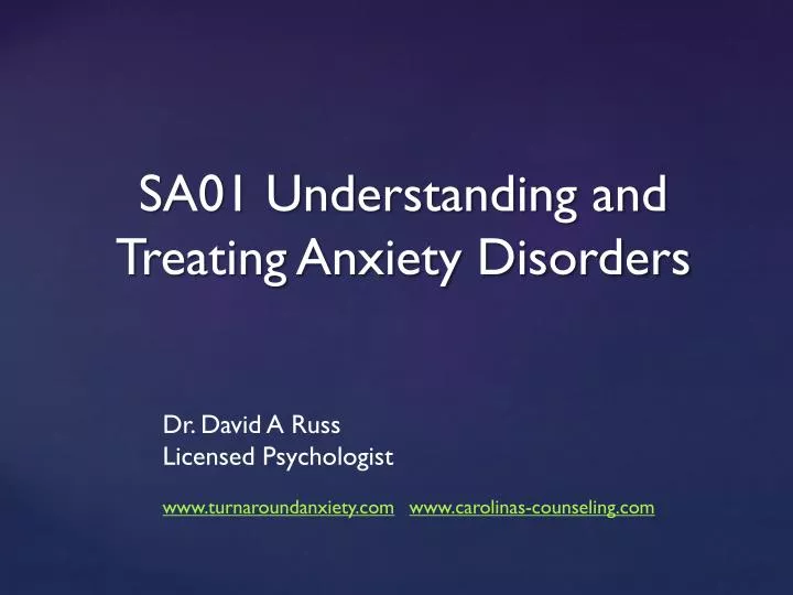 sa01 understanding and treating anxiety disorders