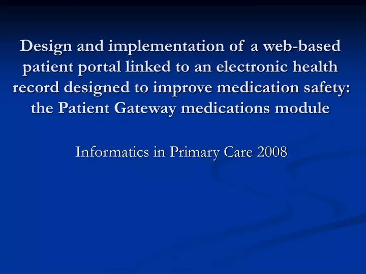 informatics in primary care 2008
