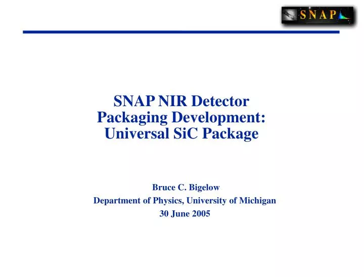 snap nir detector packaging development universal sic package