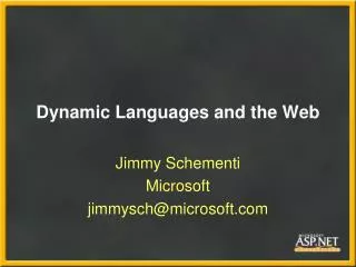 Dynamic Languages and the Web