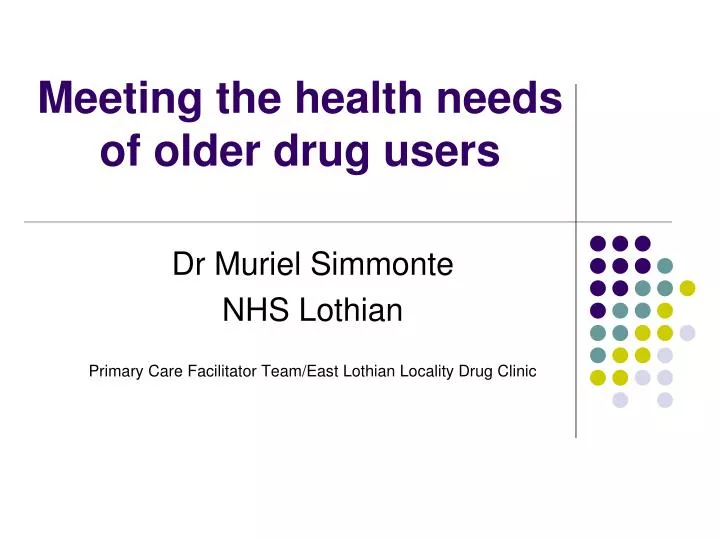 meeting the health needs of older drug users
