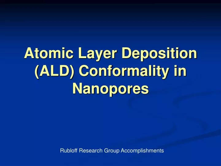 atomic layer deposition ald conformality in nanopores