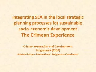 Crimea Integration and Development Programme (CIDP)
