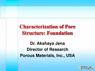 Characterization of Pore Structure: Foundation