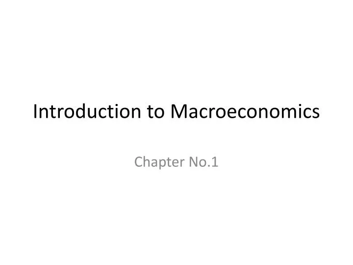 introduction to macroeconomics