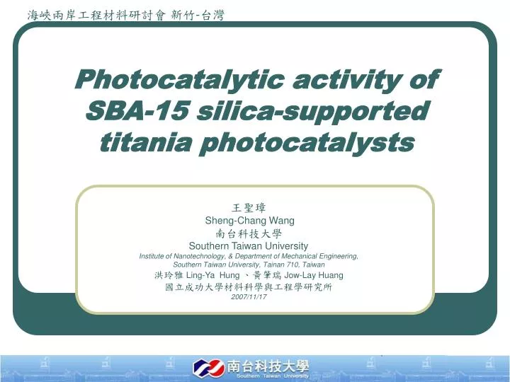 photocatalytic activity of sba 15 silica supported titania photocatalysts
