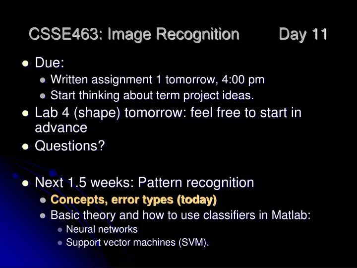 csse463 image recognition day 11