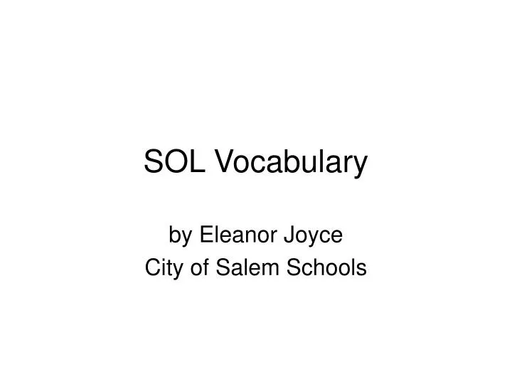 sol vocabulary