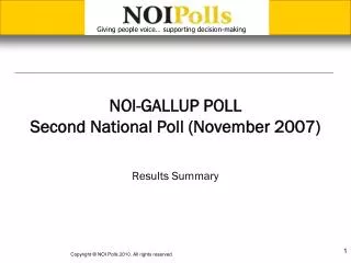 NOI-GALLUP POLL Second National Poll (November 2007)
