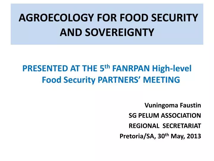 agroecology for food security and sovereignty