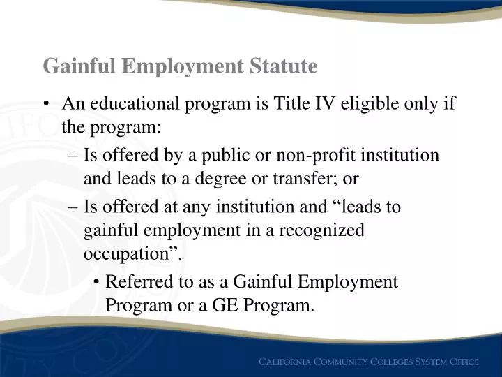 gainful employment statute
