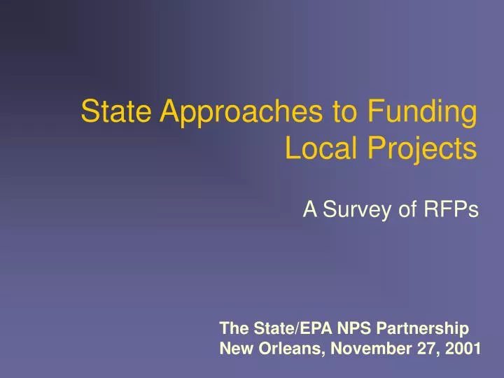 state approaches to funding local projects