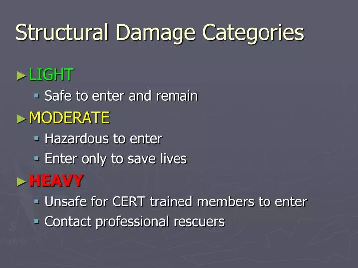 structural damage categories