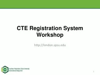 CTE Registration System Workshop