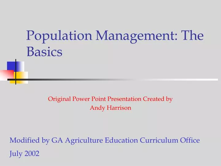 population management the basics