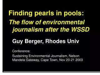 Finding pearls in pools: The flow of environmental journalism after the WSSD