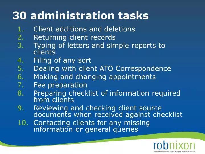 30 administration tasks