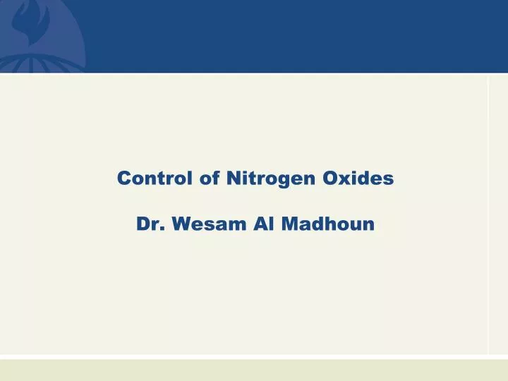 control of nitrogen oxides dr wesam al madhoun