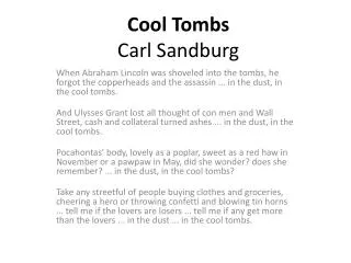 Cool Tombs Carl Sandburg