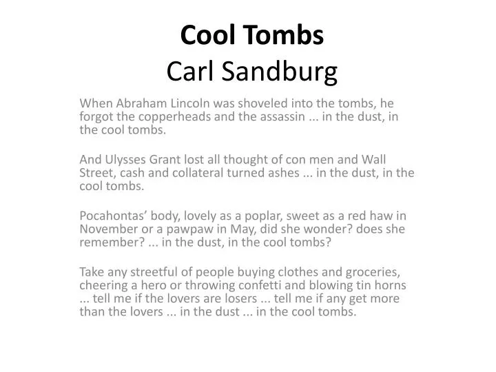 cool tombs carl sandburg