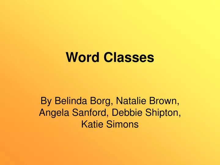 word classes