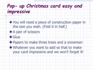 Pop- up Christmas card easy and impressive