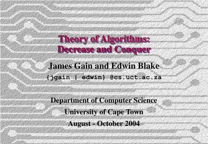 theory of algorithms decrease and conquer