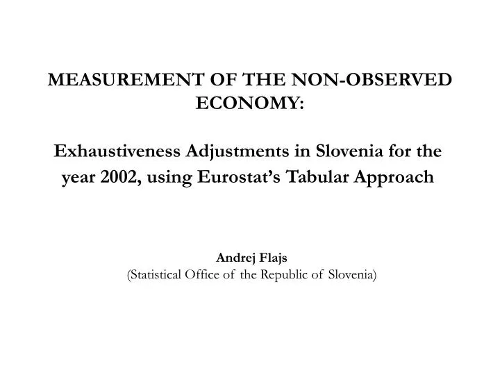 measurement of the non observed economy
