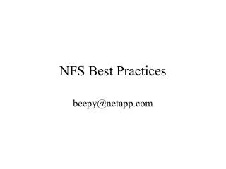 NFS Best Practices