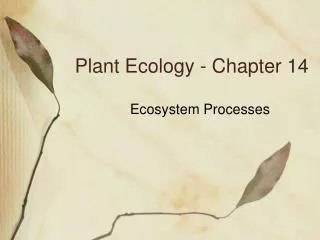Plant Ecology - Chapter 14