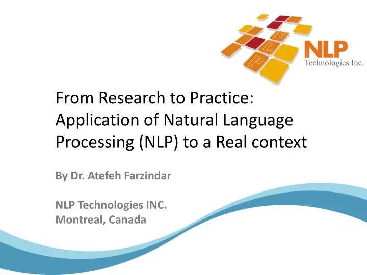 from research to practice application of natural language processing nlp to a real context