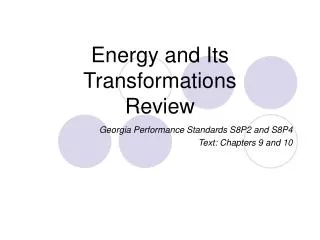Energy and Its Transformations Review
